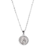 925 Silver Round 26 Letter Necklace Coin Pendant Hypoallergenic Jewelry