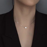 925 Silver Round Bead Pearl Pendant Choker Necklace for Women