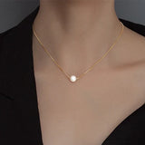 925 Silver Round Bead Pearl Pendant Choker Necklace for Women