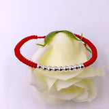 925 Silver Beads Red Rope Bracelet Lucky Amulet Jewelry