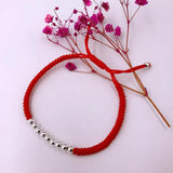 925 Silver Beads Red Rope Bracelet Lucky Amulet Jewelry