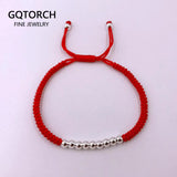 925 Silver Beads Red Rope Bracelet Lucky Amulet Jewelry