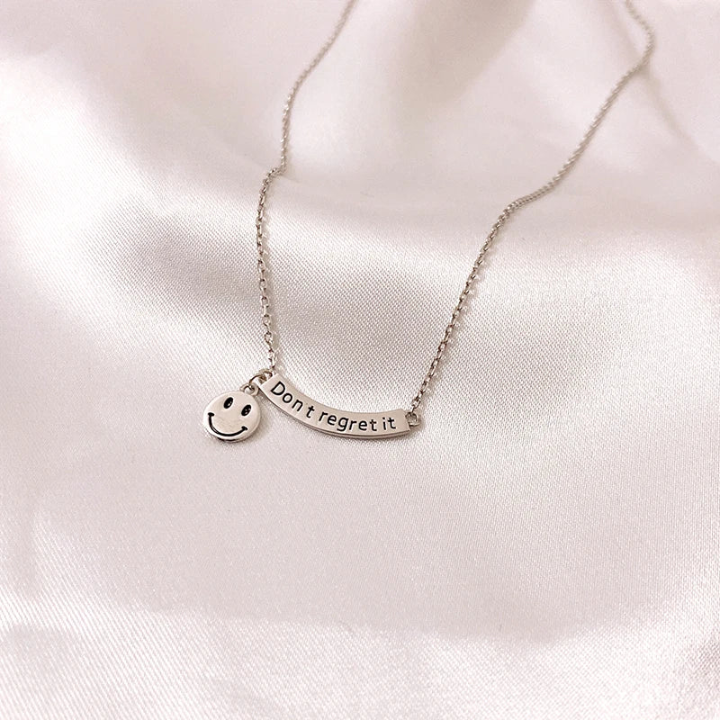 925 Sterling Silver Smile Face Pendant Necklace for Women