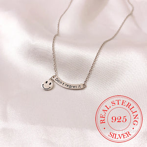 925 Sterling Silver Smile Face Pendant Necklace for Women