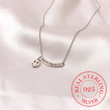 925 Sterling Silver Smile Face Pendant Necklace for Women