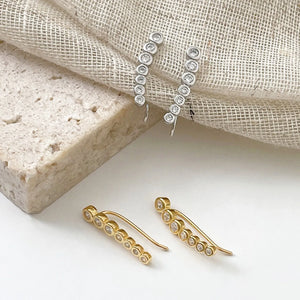 925 Silver Zircon Climber Earrings for Women Ear Crawler