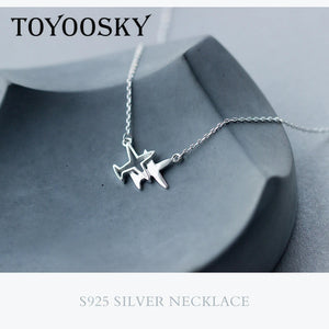 925 Silver Airplane Pendant Necklace Aircraft Jewelry