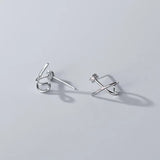 925 Silver Crossed Stud Earrings for Women