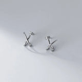 925 Silver Crossed Stud Earrings for Women