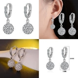 925 Silver Shambhala Diamond Ball Earrings Long Fringed Heart Shape