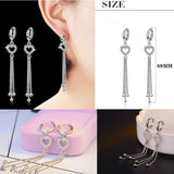 925 Silver Shambhala Diamond Ball Earrings Long Fringed Heart Shape