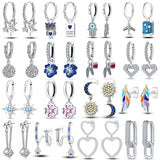 925 Silver Shambhala Diamond Ball Earrings Long Fringed Heart Shape