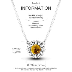 925 Silver Sunflower Necklace For Women Wedding Gift