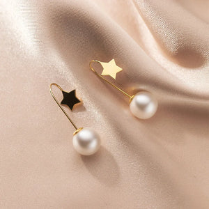 925 Silver Shell Bead Star Earrings Sweet Ear Jewelry