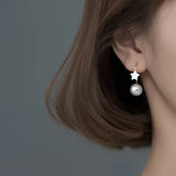 925 Silver Shell Bead Star Earrings Sweet Ear Jewelry