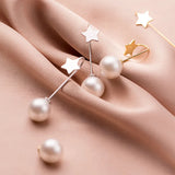 925 Silver Shell Bead Star Earrings Sweet Ear Jewelry