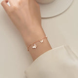 925 Silver Shell Butterfly Bracelet Zircon Adjustable Chain Jewelry