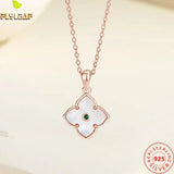 925 Silver Shell Clover Pendant Necklace Rose Plating