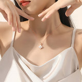 925 Silver Shell Clover Pendant Necklace Rose Plating