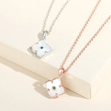 925 Silver Shell Clover Pendant Necklace Rose Plating