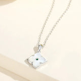 925 Silver Shell Clover Pendant Necklace Rose Plating