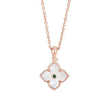 925 Silver Shell Clover Pendant Necklace Rose Plating