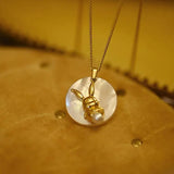 925 Silver Pearl Rabbit Pendant Necklace Women 20k Yellow Plating Jewelry