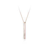 925 Sterling Silver Shell Bar Strip Pendant Necklace