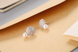 925 Silver Shell Pearl Flower Stud Earrings Women Girls Jewelry
