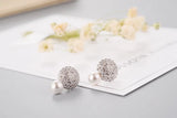 925 Silver Shell Pearl Flower Stud Earrings Women Girls Jewelry