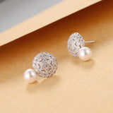 925 Silver Shell Pearl Flower Stud Earrings Women Girls Jewelry