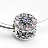 925 Silver Pink&Purple CZ Beads for European DIY Bracelets