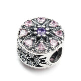 925 Silver Pink&Purple CZ Beads for European DIY Bracelets