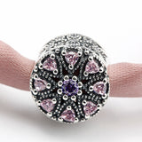 925 Silver Pink&Purple CZ Beads for European DIY Bracelets