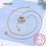 925 Silver CZ Double Circle Tassel Choker Necklace