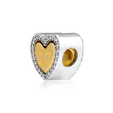 925 Sterling Silver Shine In My Heart Charm for Bracelet Beads DIY