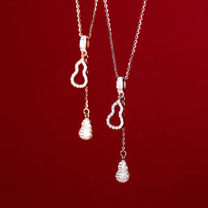 925 Silver Zircon Gourd Tassel Necklace Y Shape Choker for Women