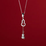 925 Silver Zircon Gourd Tassel Necklace Y Shape Choker for Women