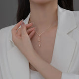 925 Silver Zircon Gourd Tassel Necklace Y Shape Choker for Women