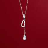 925 Silver Zircon Gourd Tassel Necklace Y Shape Choker for Women