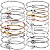 925 Silver Two-tone Logo T-Bar Snake Chain Bracelet for Women