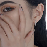 925 Silver Crossed Lines Twisted Hoop Earrings