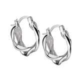 925 Silver Crossed Lines Twisted Hoop Earrings