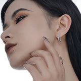 925 Silver Crossed Lines Twisted Hoop Earrings