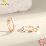 925 Silver Enamel Hoop Earrings Women Rose Plating