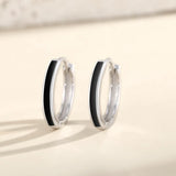 925 Silver Enamel Hoop Earrings Women Rose Plating