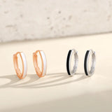 925 Silver Enamel Hoop Earrings Women Rose Plating