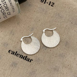 925 Silver Geometric Texture Clip Earrings for Women