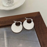 925 Silver Geometric Texture Clip Earrings for Women
