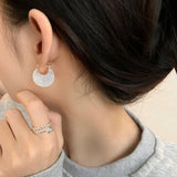 925 Silver Geometric Texture Clip Earrings for Women